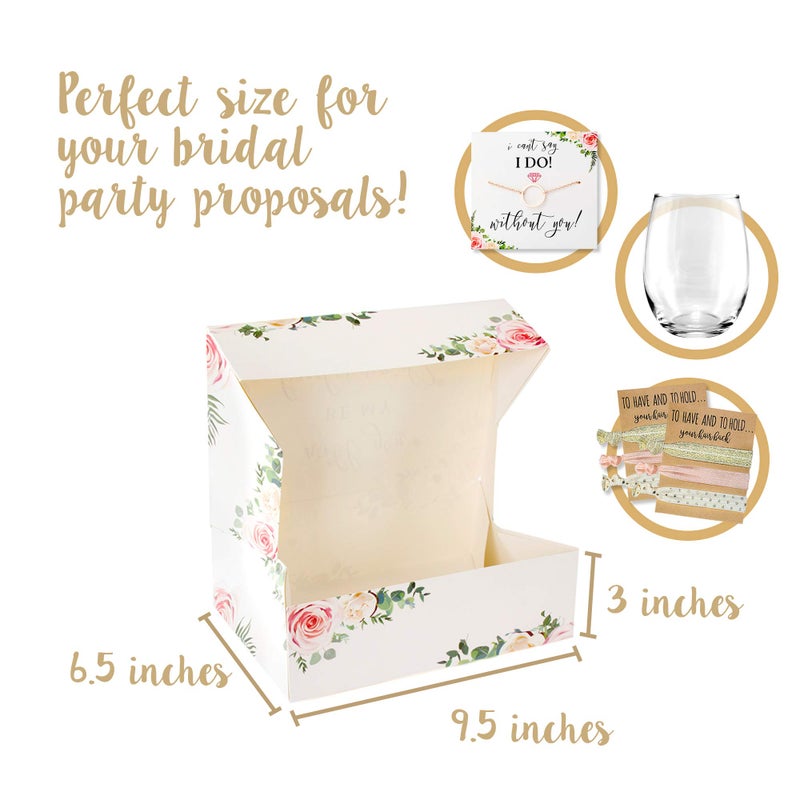 Pop Fizz Designs Bridesmaid Proposal Box Set (6 Pack) 1 Maid of Honor Proposal Box and 5 Will You be My Bridesmaid Boxes I Floral Bridesmaid Box for Bridesmaid Gifts - Image 4